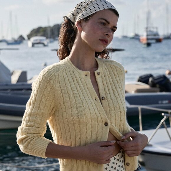 NWT Doen Penrose Cardigan in Lemon Chiffon - Picture 1 of 5